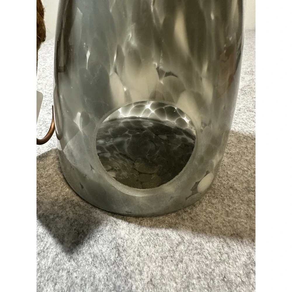 Barbara King Artisan Glass Hanging Birdhouse Gray NIB